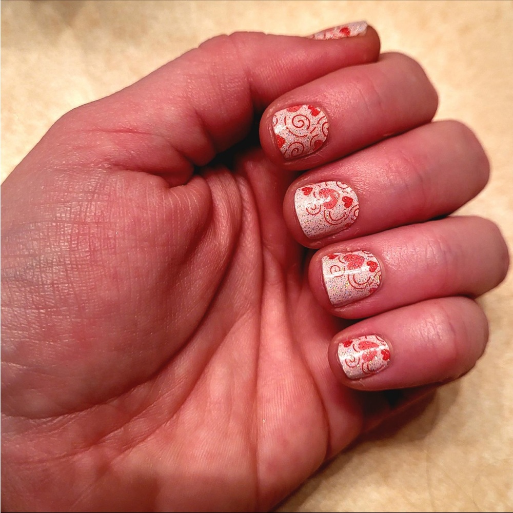 *Retired* Color Street: Queen of Hearts | Pastel Pink Valentine’s Day Red Swirls - Picture 7 of 16